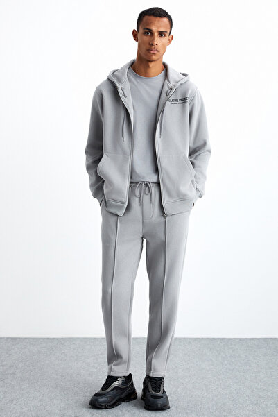 GRIMELANGE Lamar Men's Cotton Hooded Dark Gray Sweatshirt