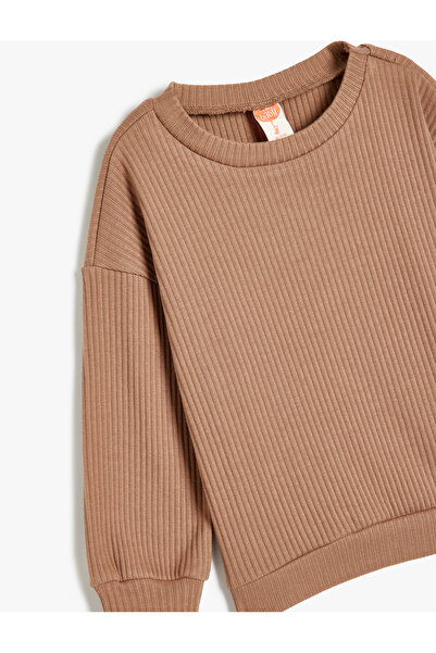 Koton Основен суичър с кръгла яка с дълги ръкави и с кръгла яка