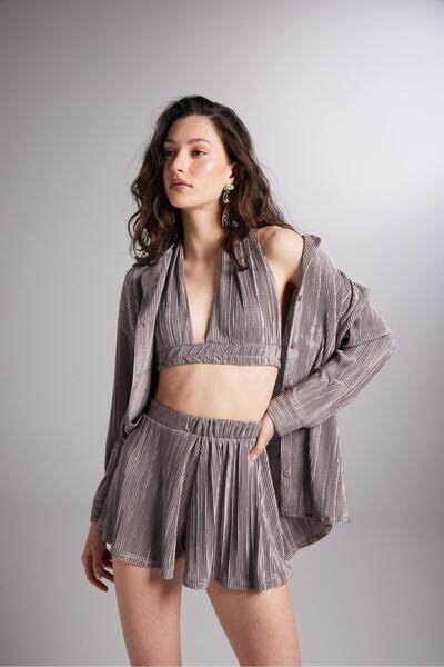 HOLLY LOLLY Pohodlná oversize košile s minkovým zapínáním na knoflík