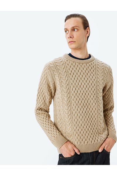 Koton Crew Neck Textured Knitwear Sweater