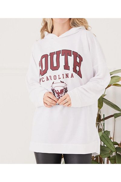 Tex Republic Women's Printed Hooded Printed Oversize Sweatshirt