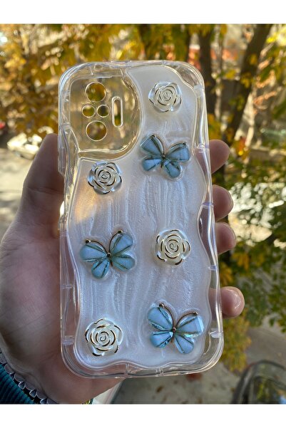 AQUA AKSESUAR Xiaomi Redmi Note 10 Pro Uyumlu Kılıf 5D Kabartmalı Kelebek Çiç...