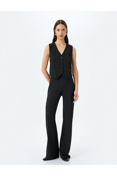 Koton Standard Waist Wide Leg Fabric Trousers