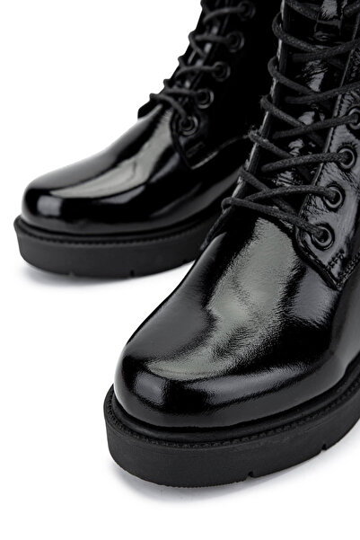 Tamer Tanca Kadın Hakiki Deri Siyah Rugan Casual Bot