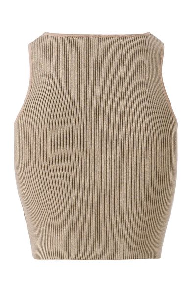 Mısırlı Crop Top bej - îmbrăcăminte superioară cu mânecă scurtă