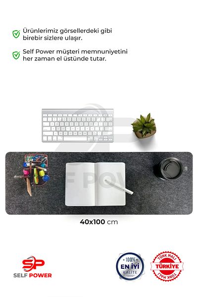 Self Power 40X100 cm Felt Desk - Gaming Mouse Pad and Organizer Mat