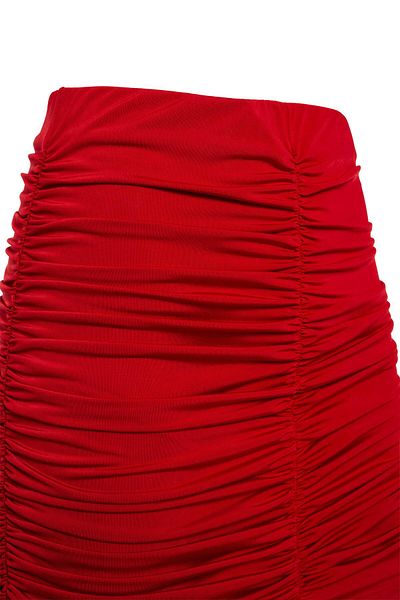 Beauty Omelette Jersey Mini Red Draped Skirt
