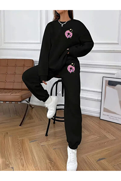 Frisson Γυναικείο Φόρεμα με Σχέδιο Ντόνατ - Σετ Φόρμας και Πουλόβερ