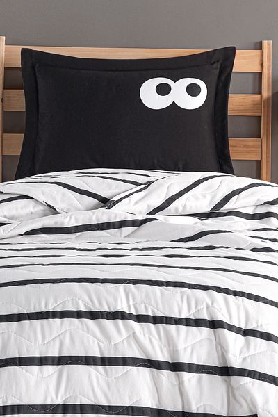 Eponj Home Set cuvertură de pat matlasată neagră unică - amuzant