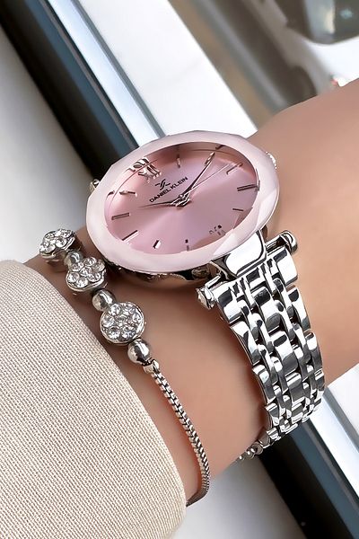 Daniel Klein Pink Color Women's Wristwatch - 3 Atm Waterproof, Steel Band Lux
