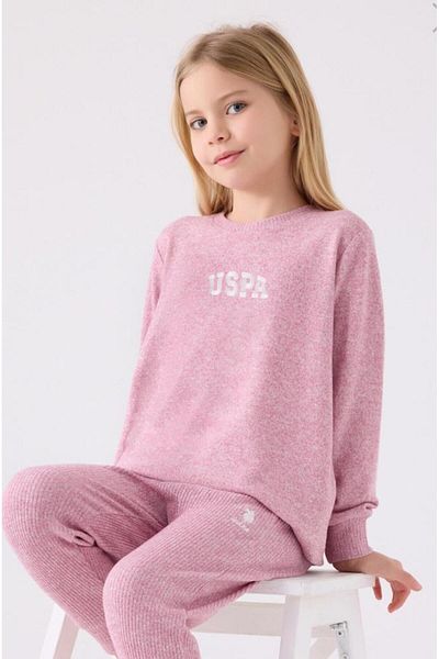 U.S. Polo Assn. Girl's Long Sleeve Pajama Set - Us1987 Lilac
