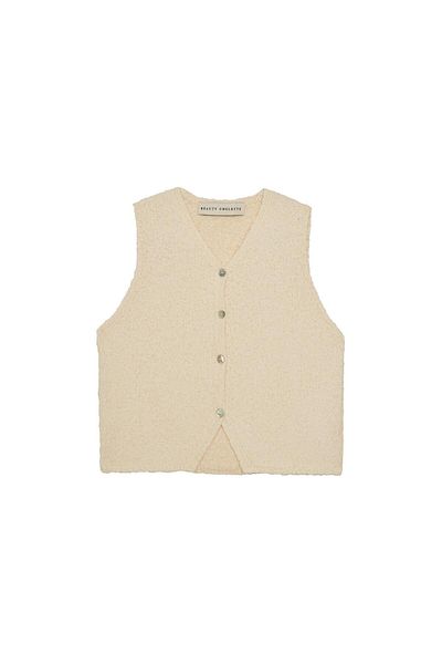 Beauty Omelette Crop Ecru Knitwear Vest - Boucle Design