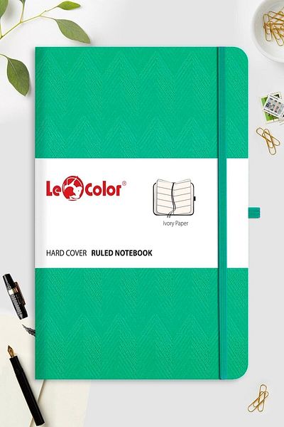Le Color Undated Classic Notebook Rec Note 13x21 Lined Green Patterned