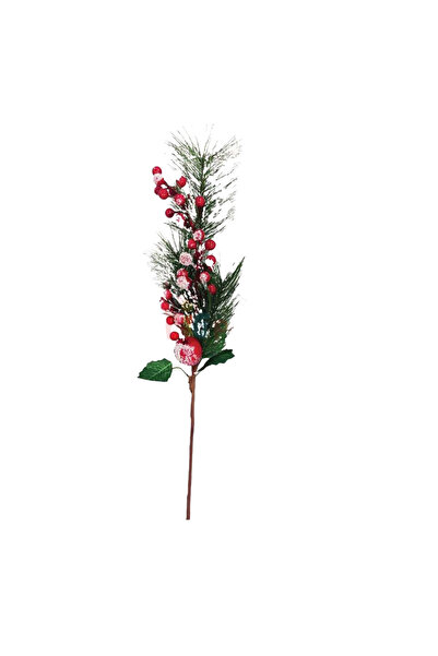 kidspartim Novogodišnja grana bora sa bobicama, snežna sa češerima, 40 cm