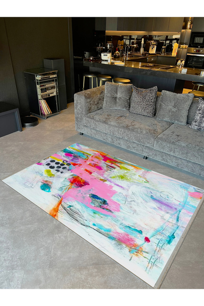 Rugs Modern Halı Özge Koleksiyonu Yağlı Boya Görünümlü Çok Renkli Soyut Desen...