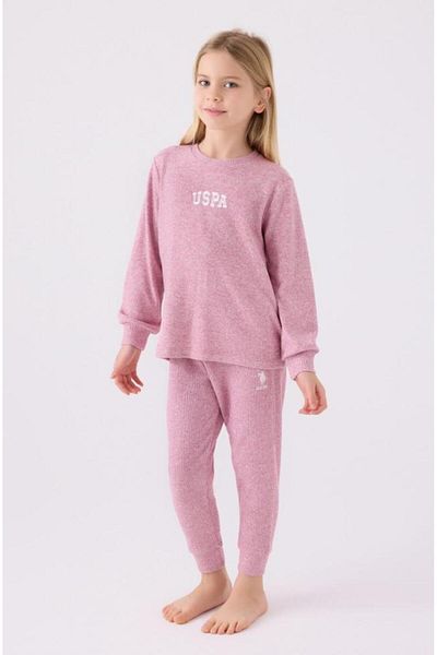 U.S. Polo Assn. Girl's Long Sleeve Pajama Set - Us1987 Lilac