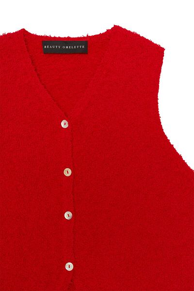 Beauty Omelette Crop Red Knitwear Vest - Boucle Design