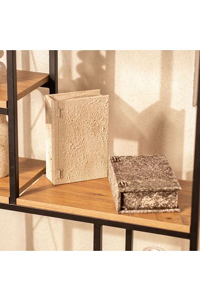 DEKORMED Wooden - Textured - Bohem 2 Book Box - Storage Box
