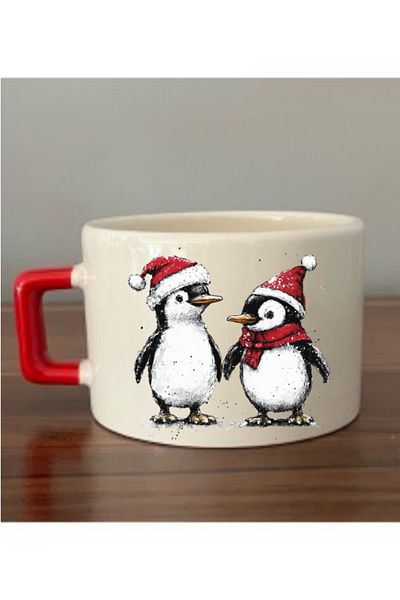 lili hediyelik New Year's Penguins Printed Coffee Cup Mug Cup Christmas New Year's Gift