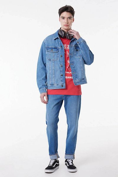 Lee Blaue Jeansjacke im Slim Fit – 100 % Baumwolle