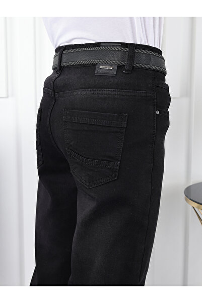 LOOKS KİDS Erkek Çocuk Içi Polarlı Kot Pantolon Kemerli Siyah