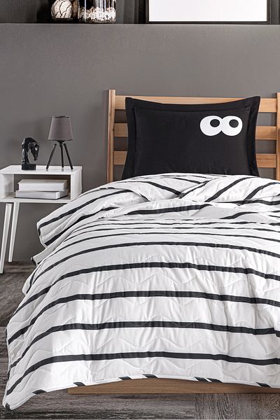 Eponj Home Set cuvertură de pat matlasată neagră unică - amuzant