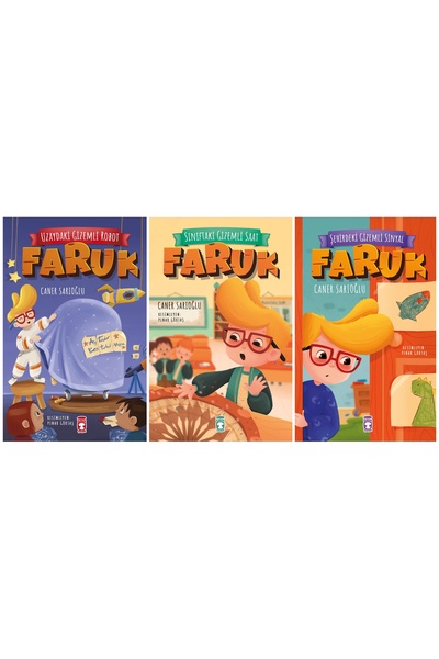 Timaş Çocuk 2. 3. 4. Sınıf Okuma Kitapları Faruk Serisi 3'lü Set/Uzaydaki Gizemli Robot-Sınıftaki-Şehirdeki