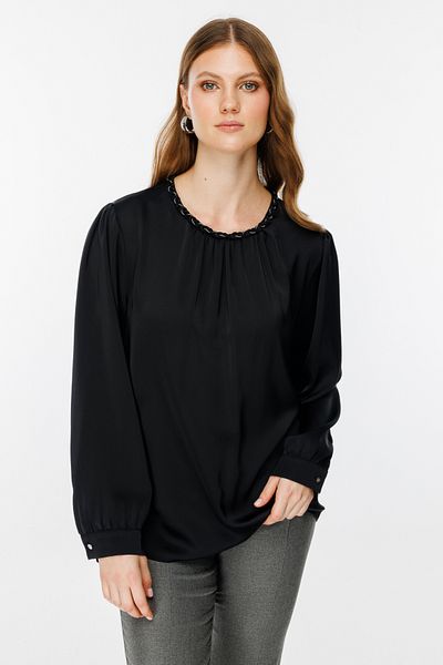 Ekol Braided Collar Satin Blouse