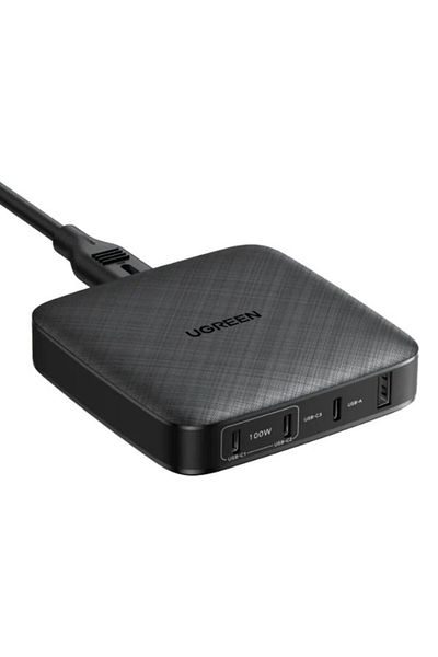 Ugreen 100W GaN 3-Port USB-C + 1-Port USB-A Desktop PD 3.0 Fast Charger | Black | 100W Max Output |