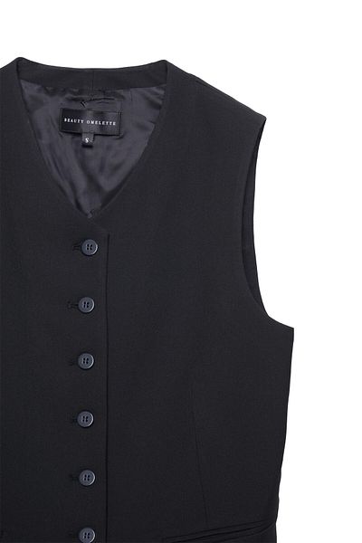 Beauty Omelette Closed Collar Black Vest