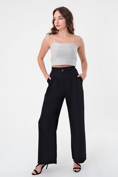 Hazel Women's Black Palazzo Trousers - Korean Model
