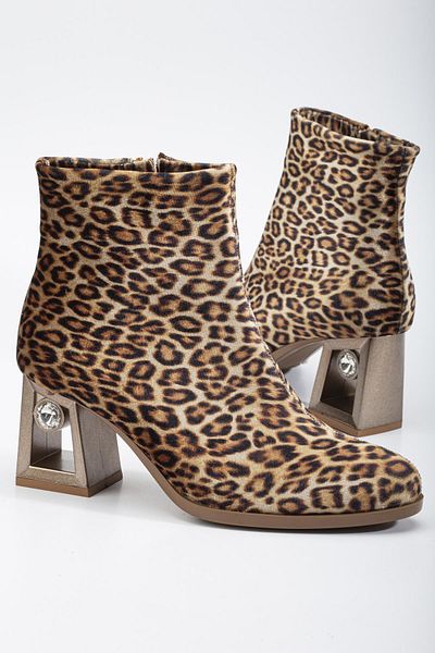 SUİNS SHOES Γυναικείες μπότες με φερμουάρ Ειδικού Σχεδιασμού Λεοπάρ