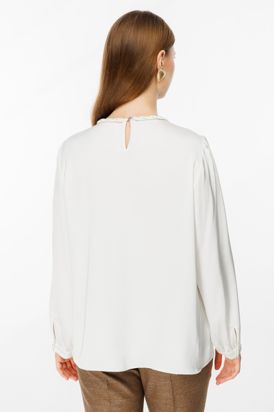 Ekol Braided Collar Satin Blouse