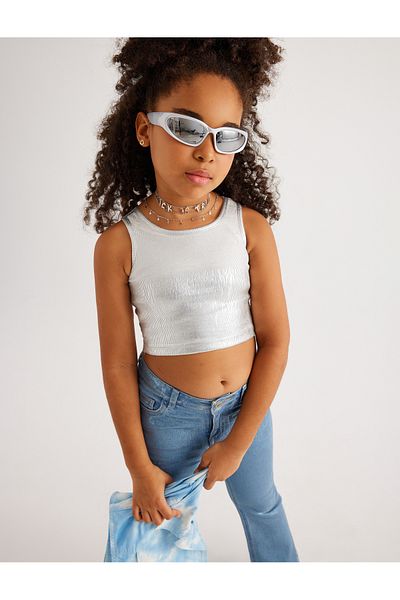 Koton Crop Tank Top ärmellos Rundhals gerippt