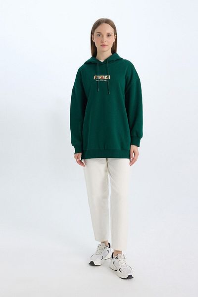 DeFacto Dicke und weiche, pelzige Relax-Fit-Kapuzenpullover-Tunika – E0318ax24wn