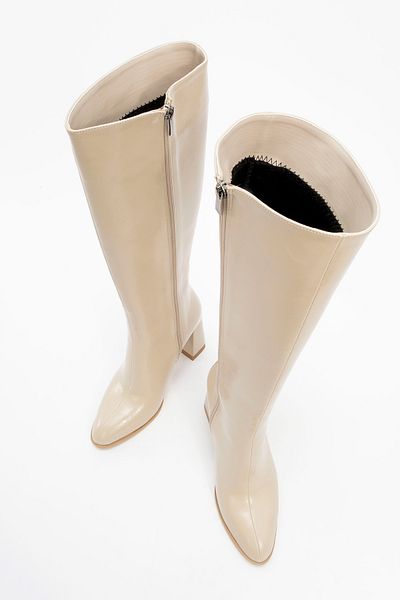 LuviShoes Decer Beige Skin Women's Heeled Boots