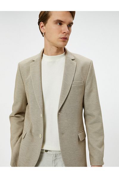 Koton Slim Fit Blazer Jacket - Buttoned and Pocket Detail