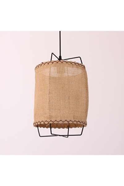 Mylamp Cappadocia Doğal Jut Siyah Barlı Avize 25x35 cm