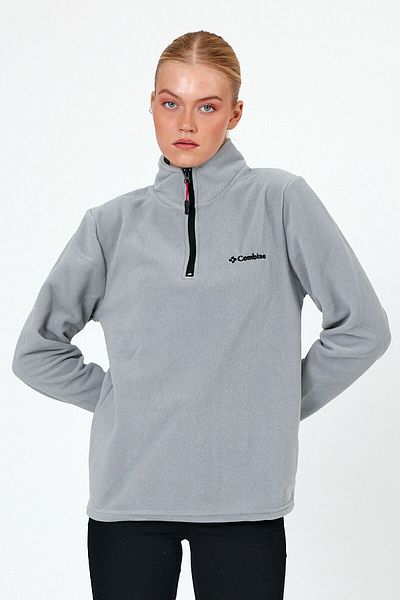 MAXIMILLIAN Gray Color Half Zipper Women's Fleece 1207 - Grey