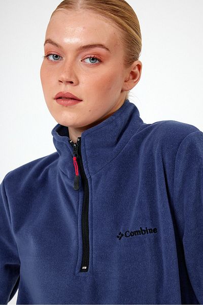 MAXIMILLIAN Indigo Color Half Zip Women's Fleece - Indigo