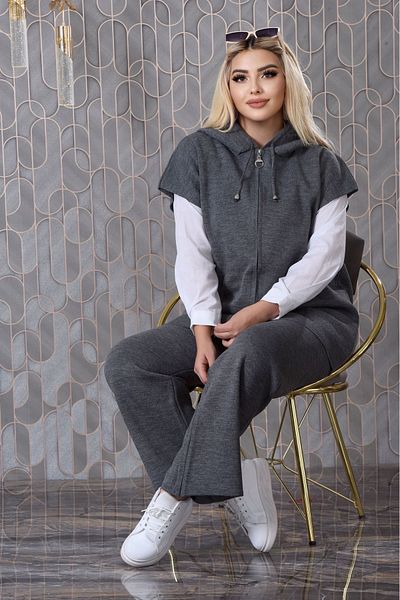 Canan Triko Women's Short Sleeve Zippered Knitwear Set