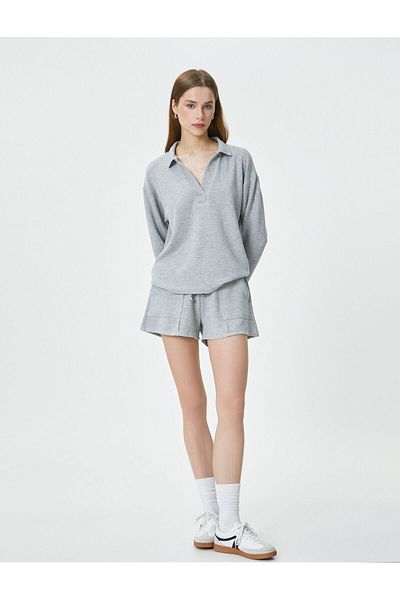 Koton Polo Neck Sweatshirt Viscose Long Sleeve Comfortable Cut