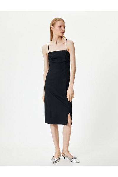Koton Φόρεμα Midi Viscose με λεπτό λουράκι - Λεπτομέρεια με σκίσιμο