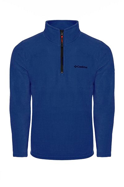 MAXIMILLIAN Indigo Color Half Zip Men's Fleece - Indigo