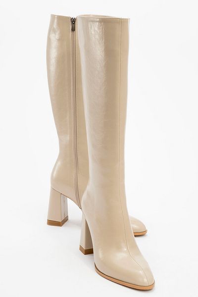 LuviShoes Decer Beige Skin Women's Heeled Boots