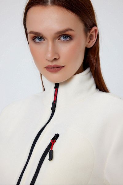 MAXIMILLIAN White Color 3-Pocket Zippered Women's Fleece - White