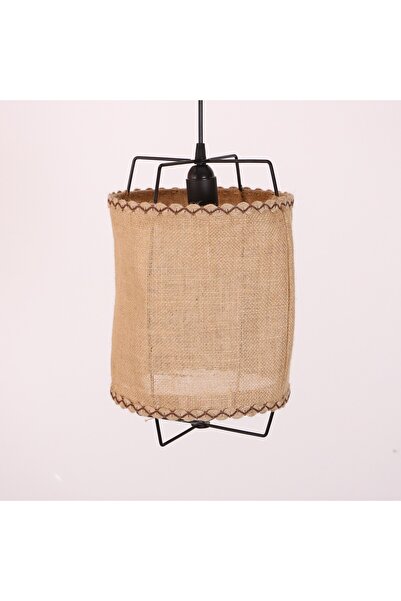 Mylamp Cappadocia Doğal Jut Siyah Barlı Avize 25x35 cm