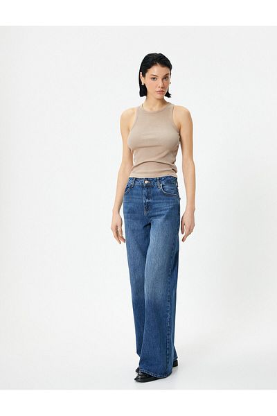 Koton Cotton Athlete Pale Effect Halter Nyak Bordázott
