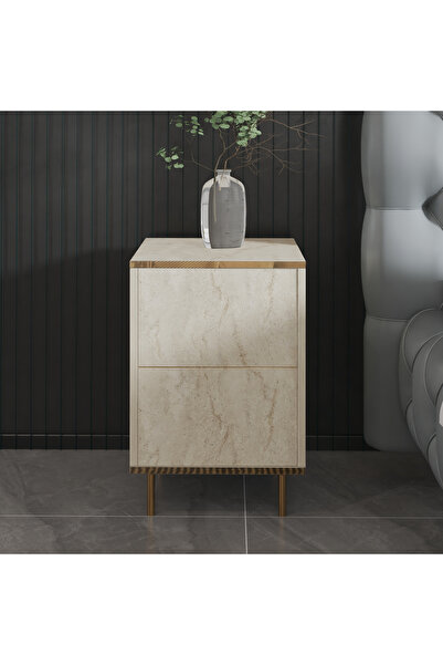 İNARCH DİZAYN İmaj Komodin Traverten/Gold