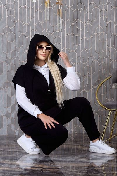 Canan Triko Women's Short Sleeve Zippered Knitwear Set